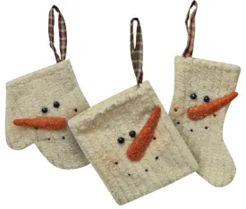 ' Chenille Snowman Ornament 3 Asstd. (Pack of 4)