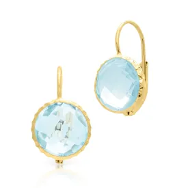 14KT Yellow Gold Blue Topaz Earrings