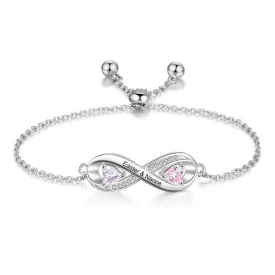 Adjustable Infinity Diamond Sterling Silver Bracelet