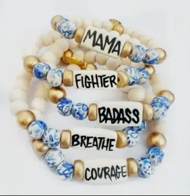 Affirmation Bracelets-Blue/White