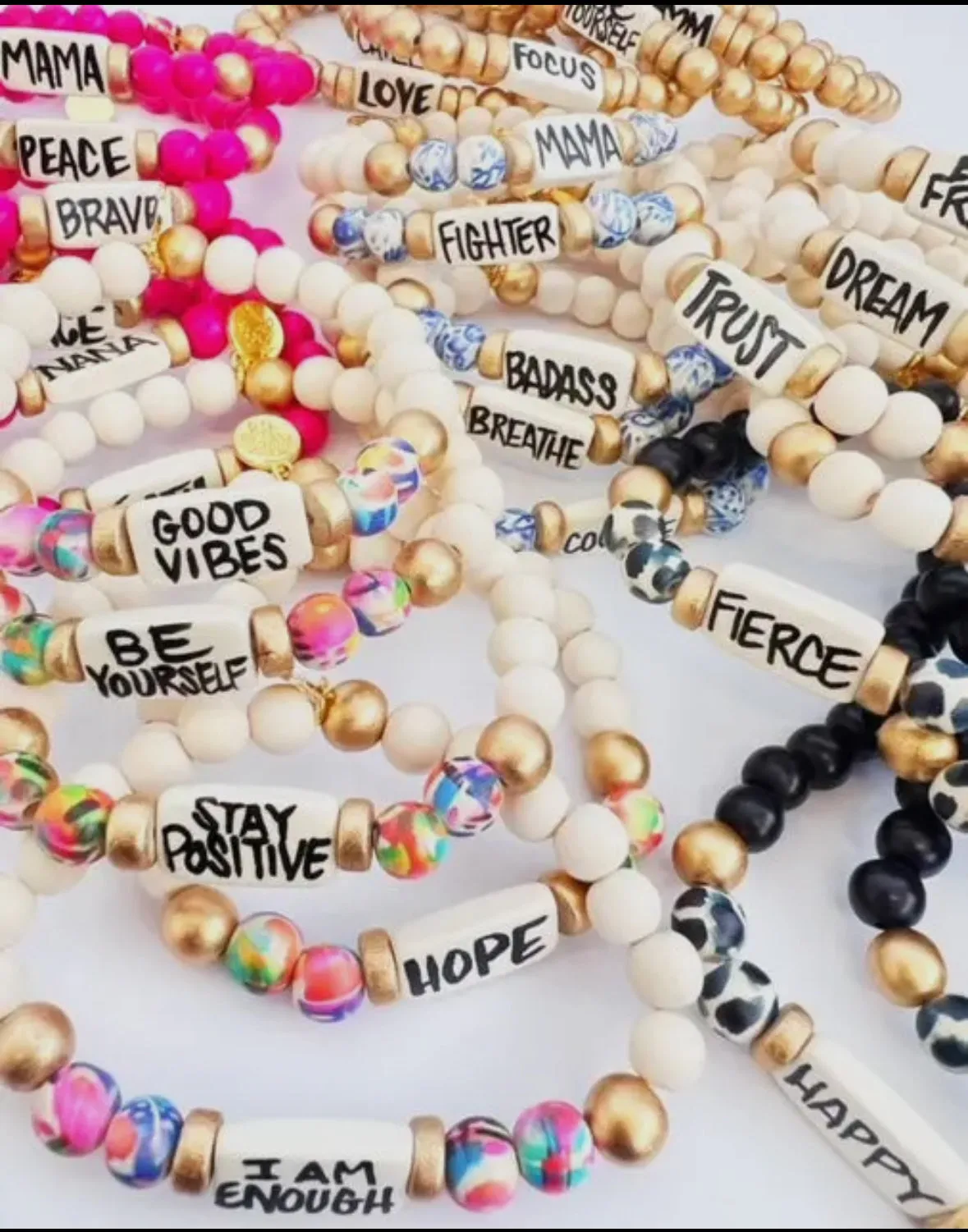 Affirmation Bracelets-Blue/White