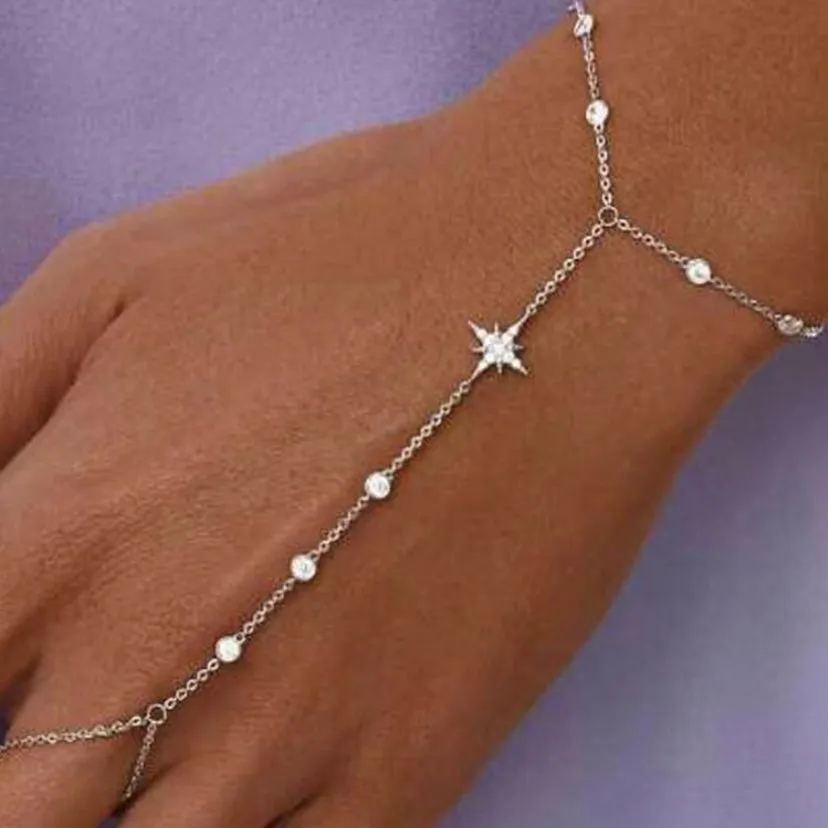 Anastasia Silver Dainty Ringlet Hand Chains