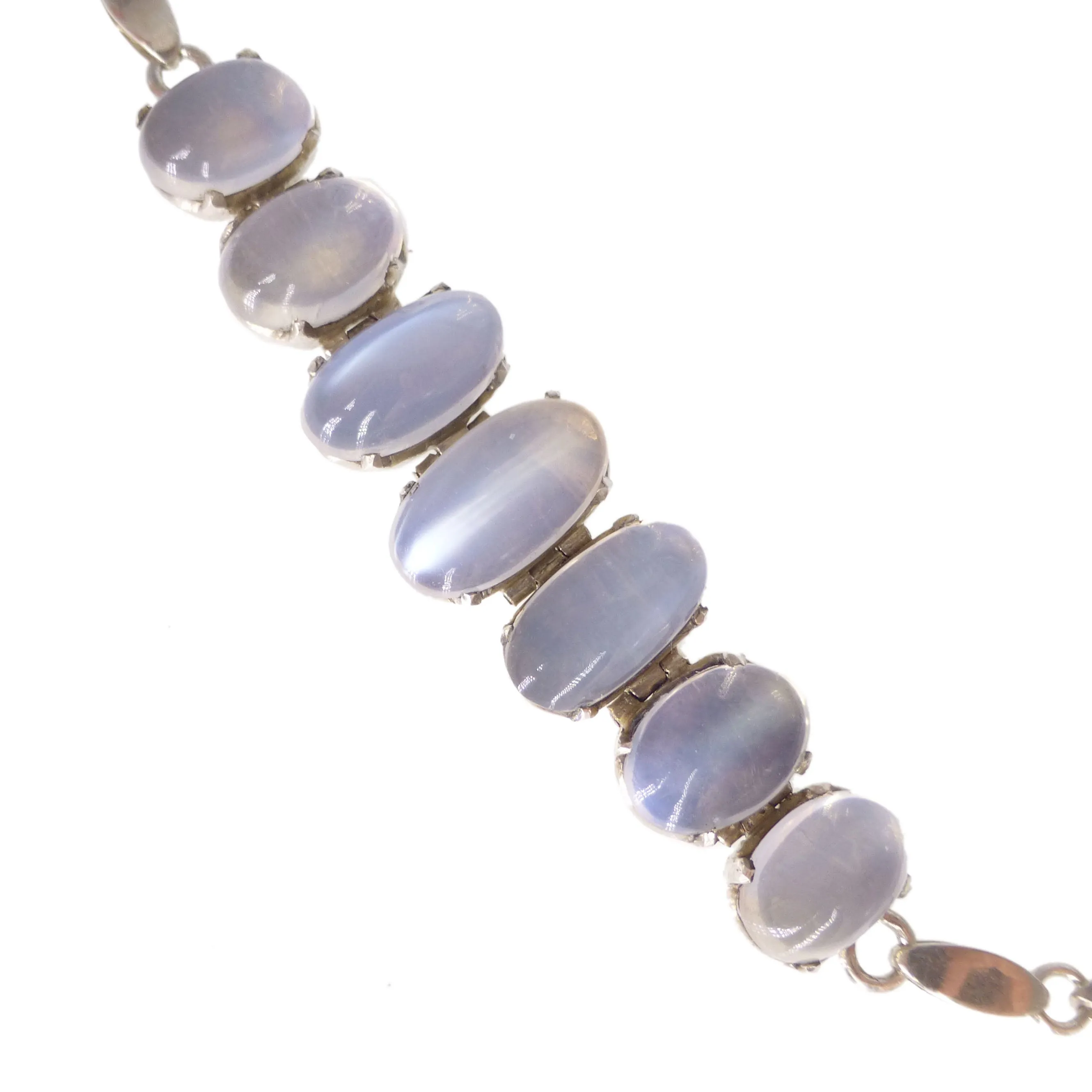 Antique Silver Art Deco Moonstone Panel Bracelet