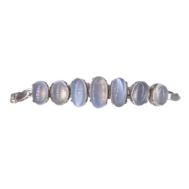 Antique Silver Art Deco Moonstone Panel Bracelet