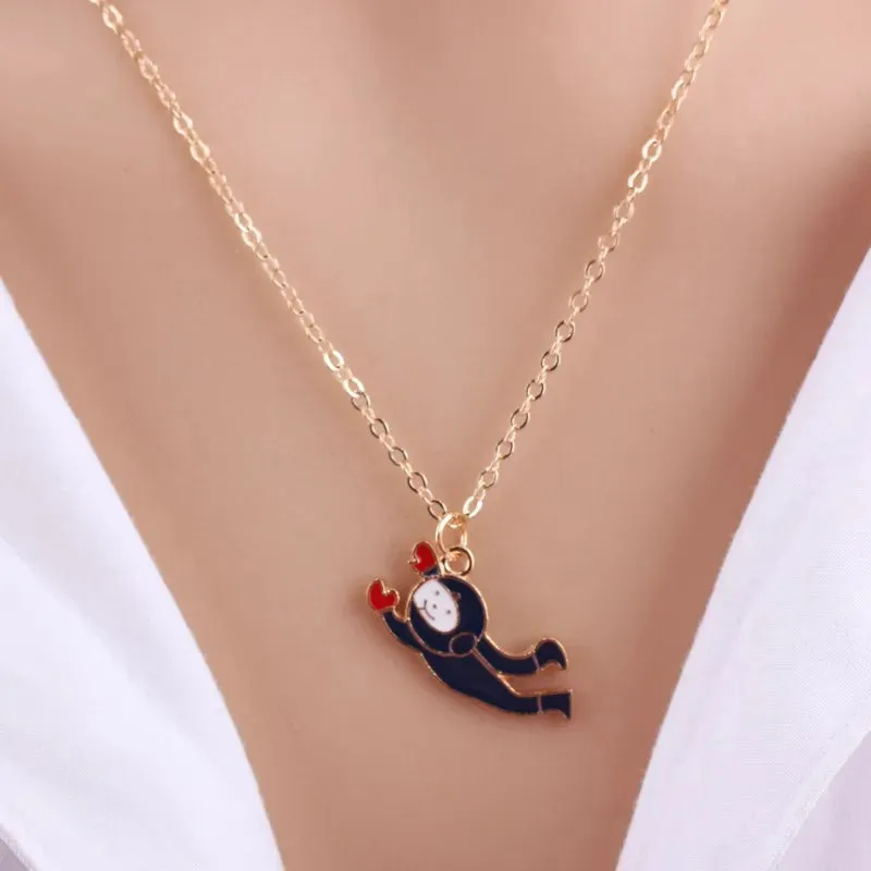 Astronaut Clavicle Cosmonaut Enamel Creative Women Jewelry Spaceman Cartoon Rocket Chain Pendant Men Necklace