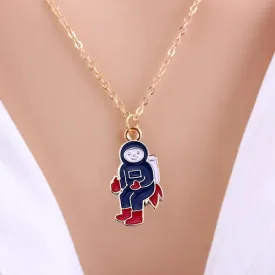 Astronaut Clavicle Cosmonaut Enamel Creative Women Jewelry Spaceman Cartoon Rocket Chain Pendant Men Necklace