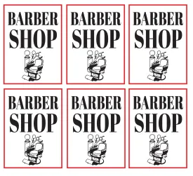 Barber Shop Store Window Display Paper Signs; 18w x 24h - 6 Pack