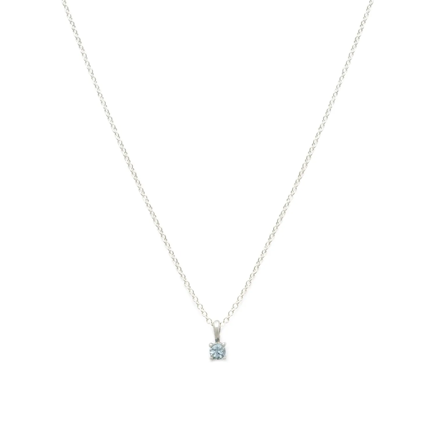 Birthstone Necklace | Silver & Aquamarine