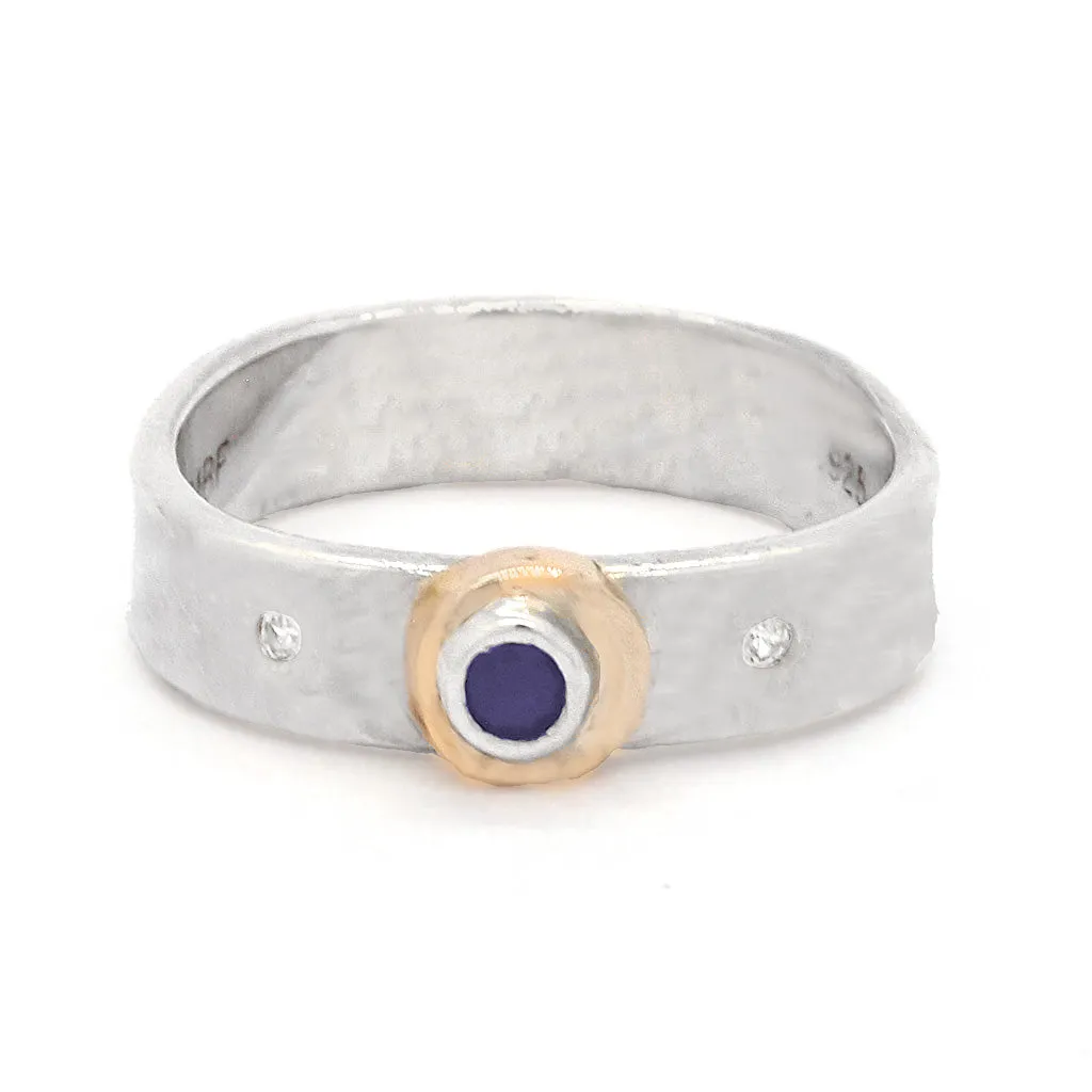 Blue Sapphires & Sapphire Wide Band Ring (size 8)