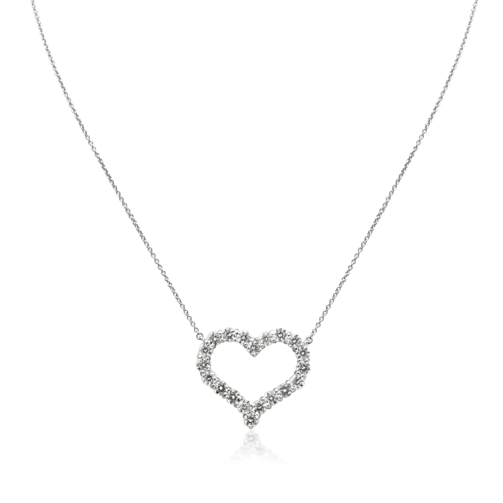 Brilliant Cut Diamond Set Tiffany Hearts Pendant Necklace - Large