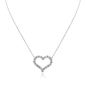 Brilliant Cut Diamond Set Tiffany Hearts Pendant Necklace - Large