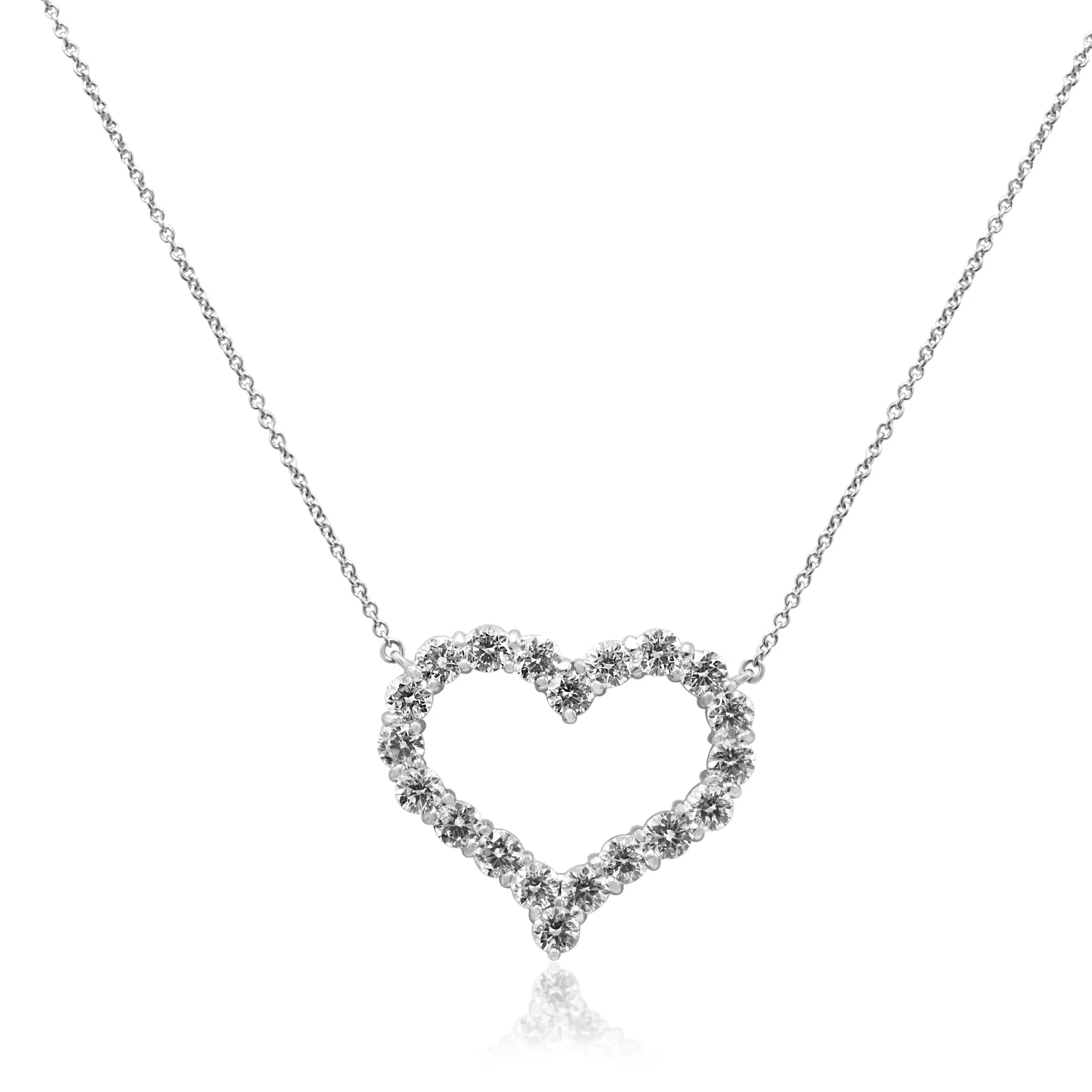 Brilliant Cut Diamond Set Tiffany Hearts Pendant Necklace - Large