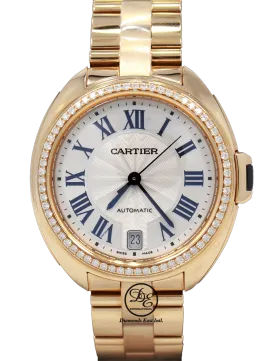 Cartier Cle De Cartier WJCL0006 35mm 18K Rose Gold Fact Diamond Bezel Auto UNWORN