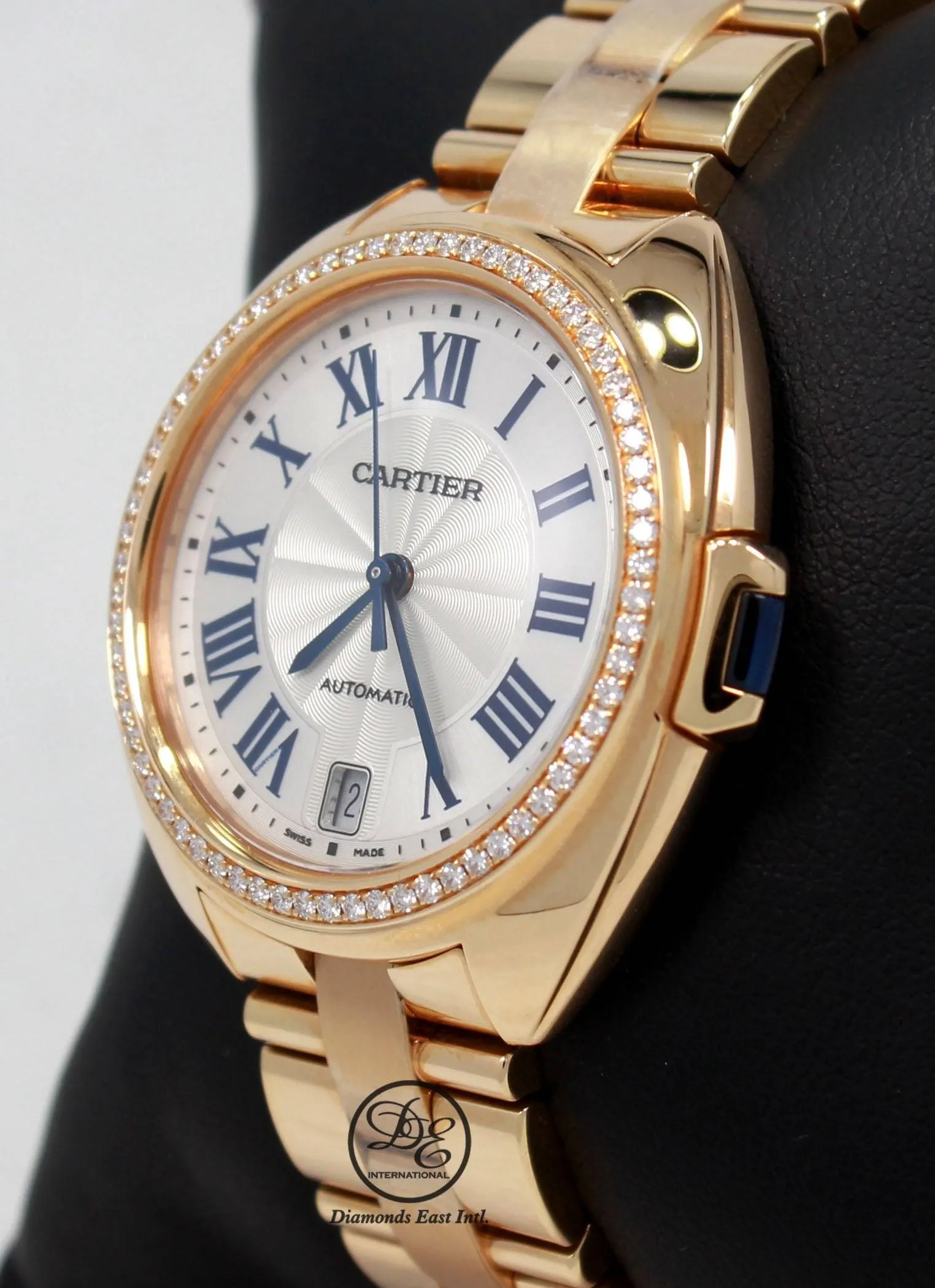 Cartier Cle De Cartier WJCL0006 35mm 18K Rose Gold Fact Diamond Bezel Auto UNWORN