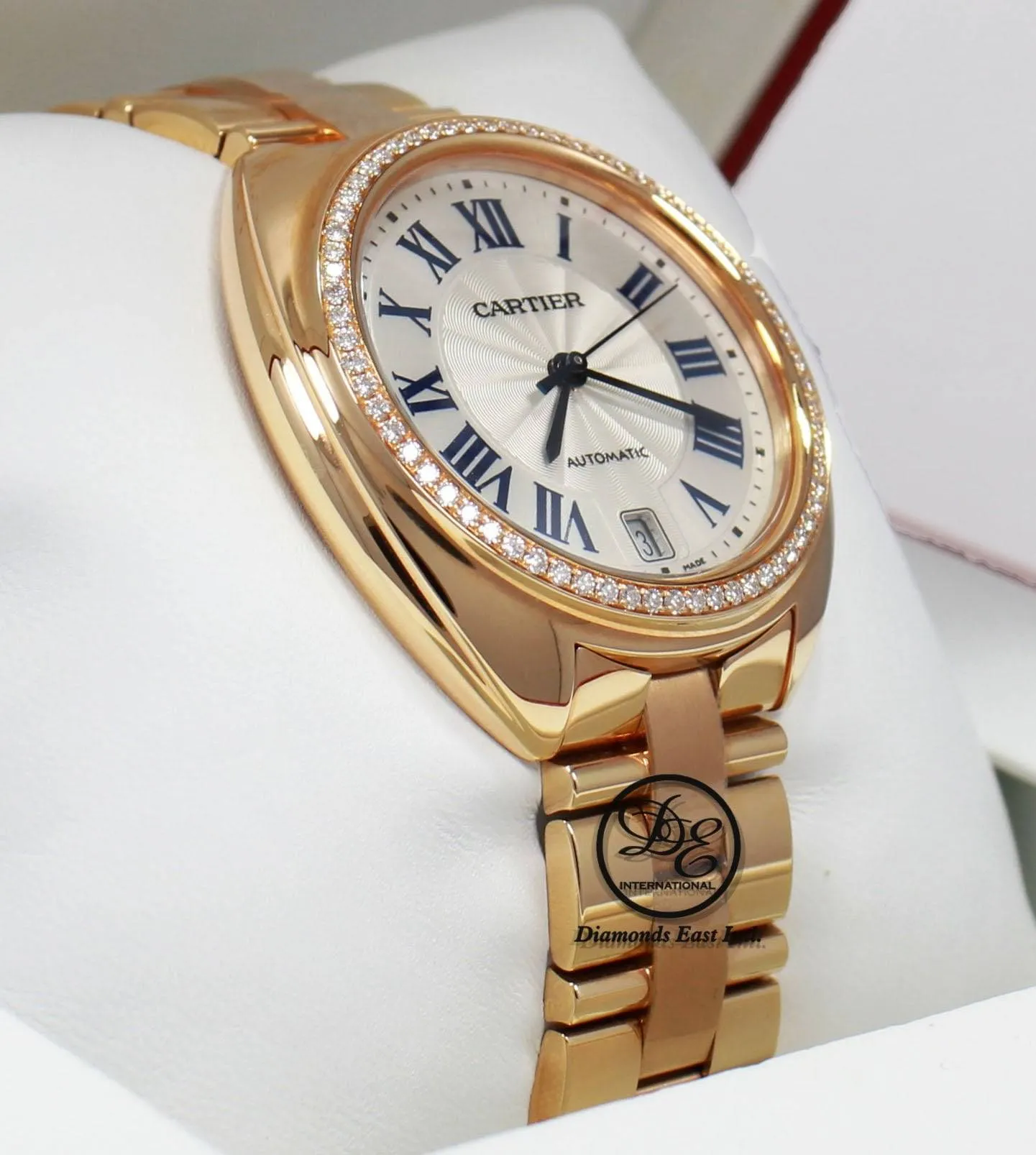 Cartier Cle De Cartier WJCL0006 35mm 18K Rose Gold Fact Diamond Bezel Auto UNWORN