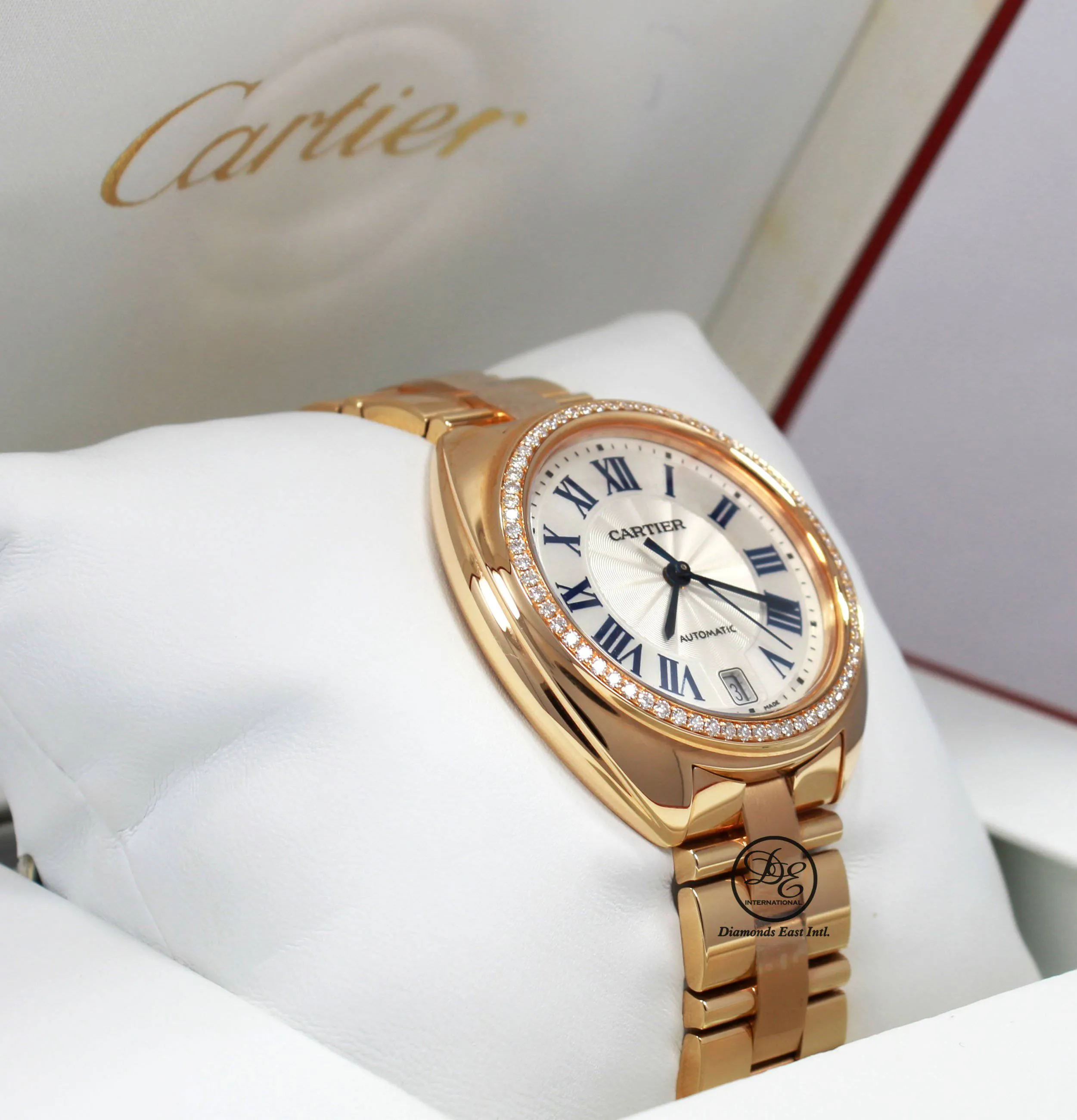 Cartier Cle De Cartier WJCL0006 35mm 18K Rose Gold Fact Diamond Bezel Auto UNWORN