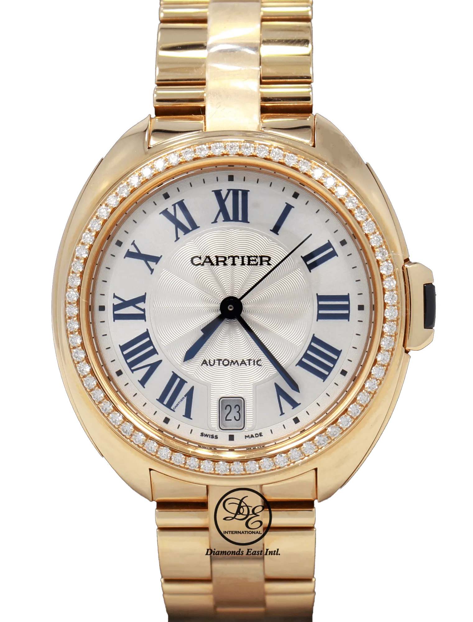 Cartier Cle De Cartier WJCL0006 35mm 18K Rose Gold Fact Diamond Bezel Auto UNWORN