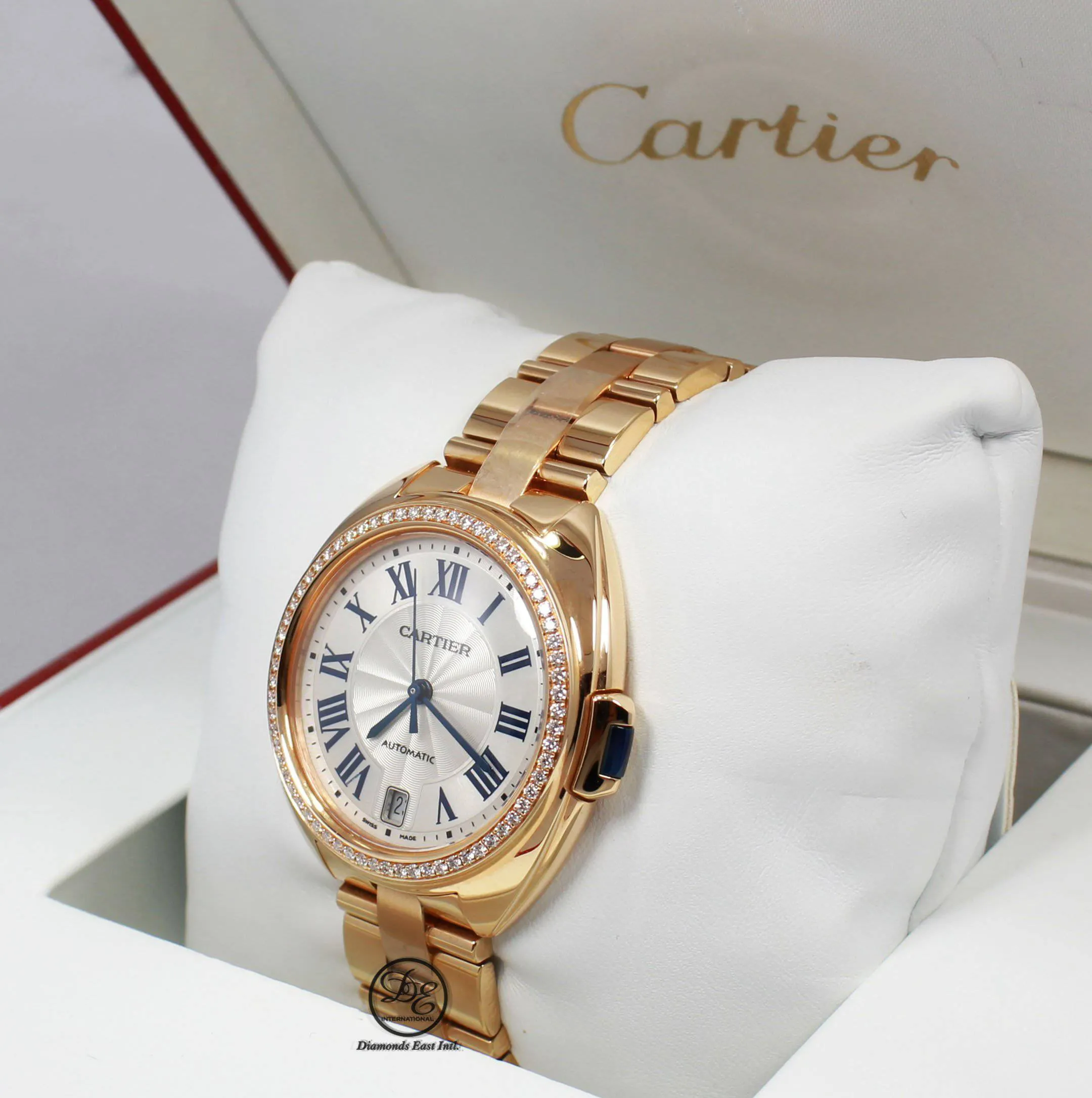 Cartier Cle De Cartier WJCL0006 35mm 18K Rose Gold Fact Diamond Bezel Auto UNWORN