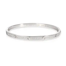 Cartier Love Bracelet Small Model with Pave Diamonds in 18K White Gold 0.95 CTW