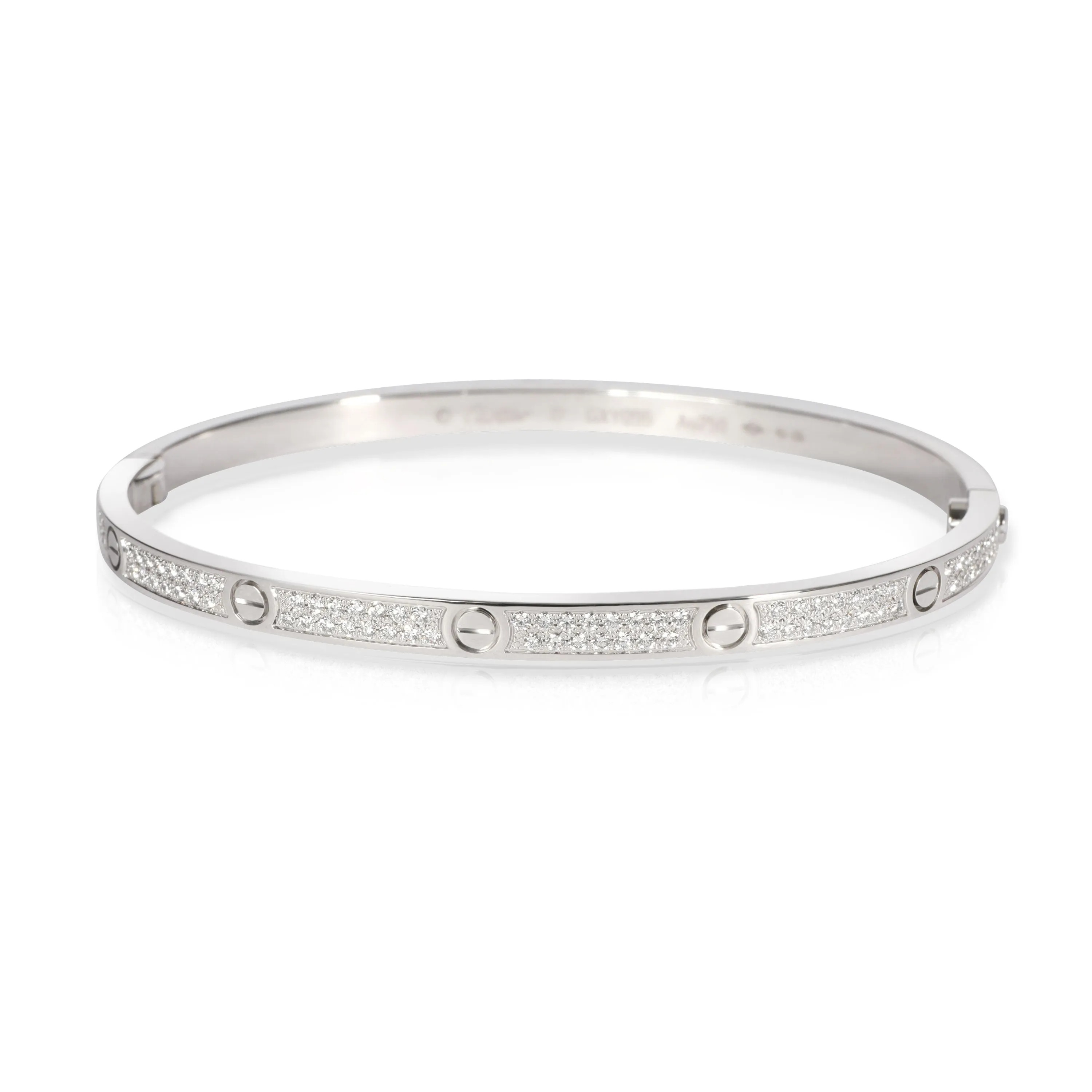 Cartier Love Bracelet Small Model with Pave Diamonds in 18K White Gold 0.95 CTW