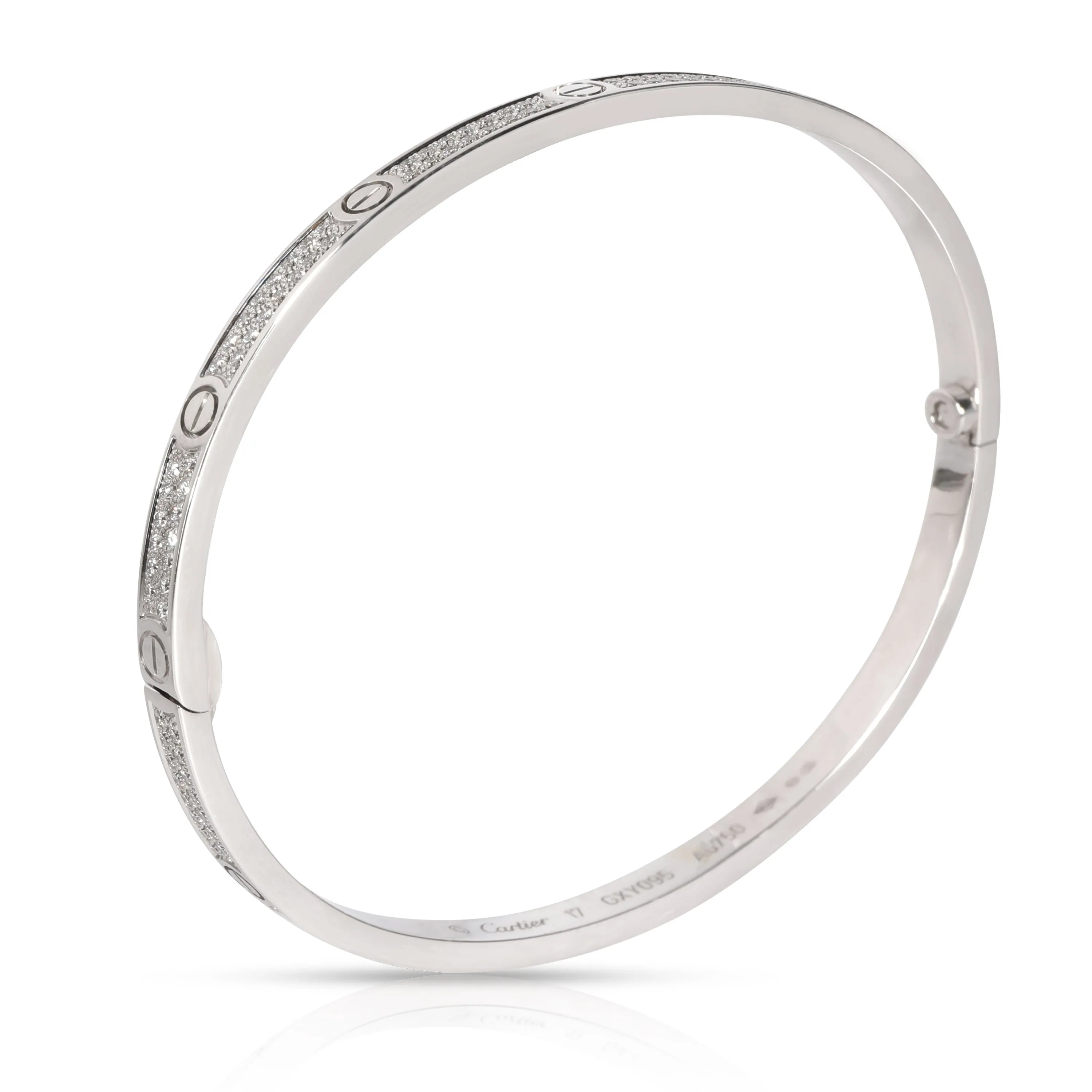 Cartier Love Bracelet Small Model with Pave Diamonds in 18K White Gold 0.95 CTW