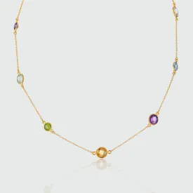 Chennai 18" 18ct Gold Vermeil & Multi Gemstone Necklace