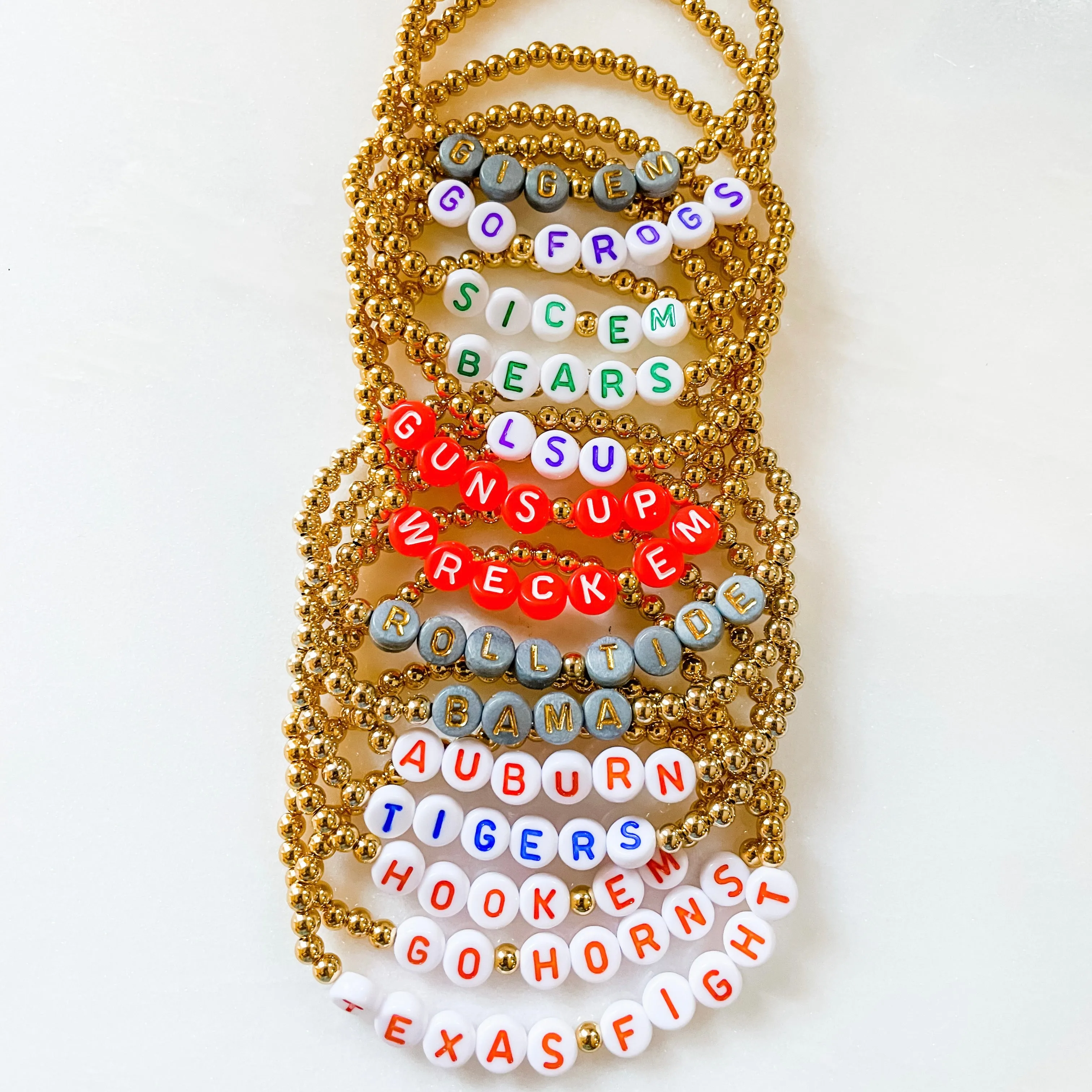 Collegiate Gold Beaded Bracelets