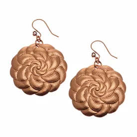 Copper Mandala Disc Drop Earrings