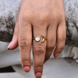 Crescent Moon- Moonstone Ring