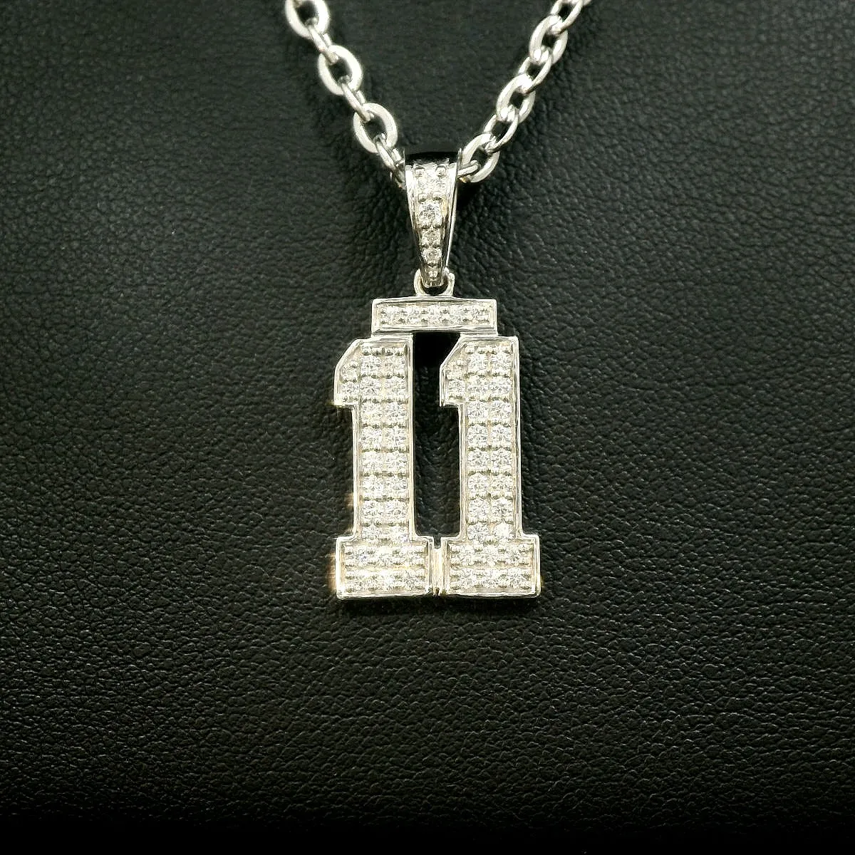 Diamond Studded Jersey Number Necklace | Silver | Ready To Ship