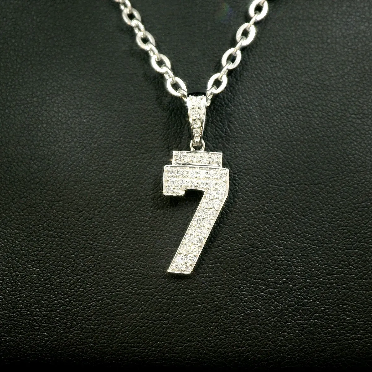 Diamond Studded Jersey Number Necklace | Silver | Ready To Ship