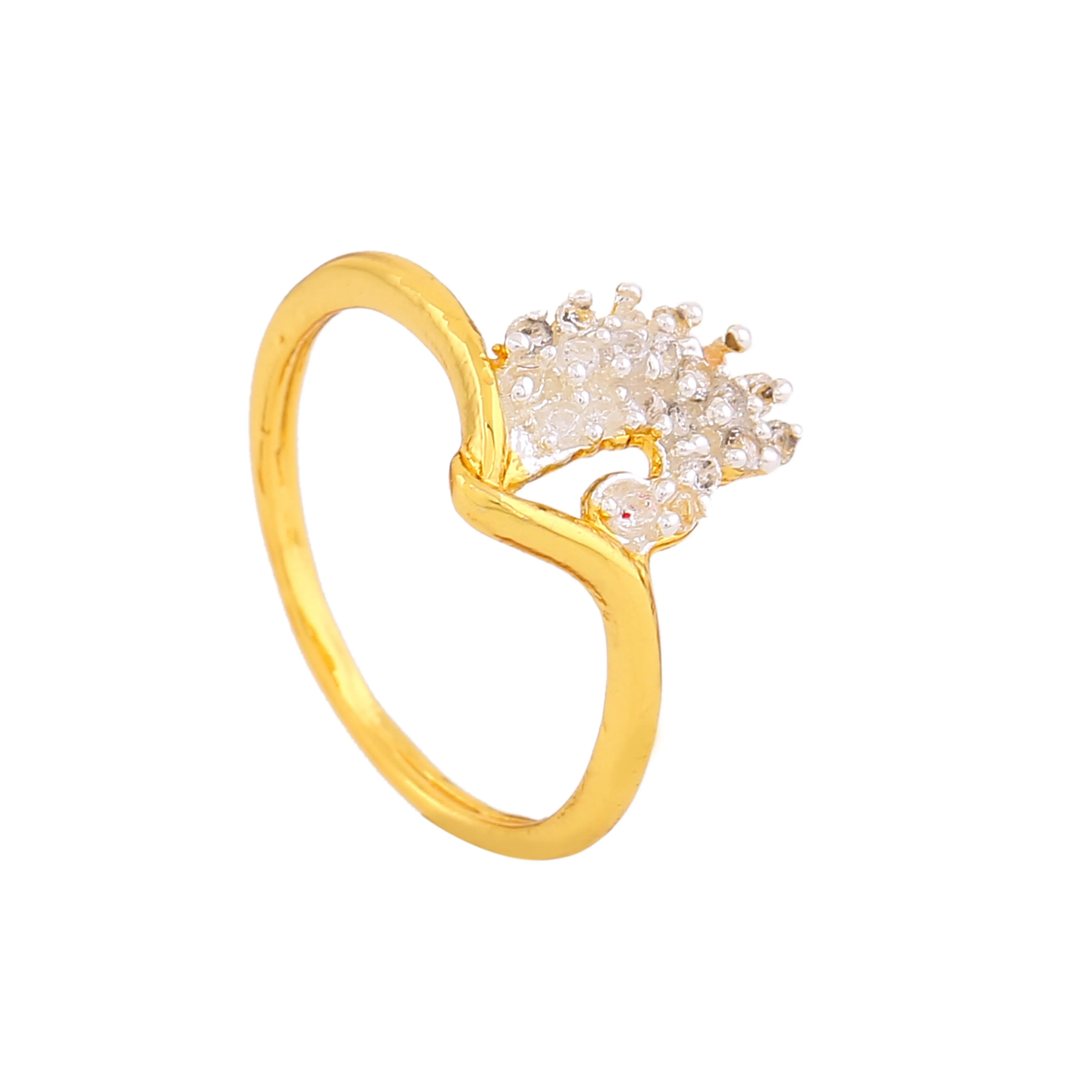 Estele Fancy american diamond studded petals designer ring for women( non adjustable)