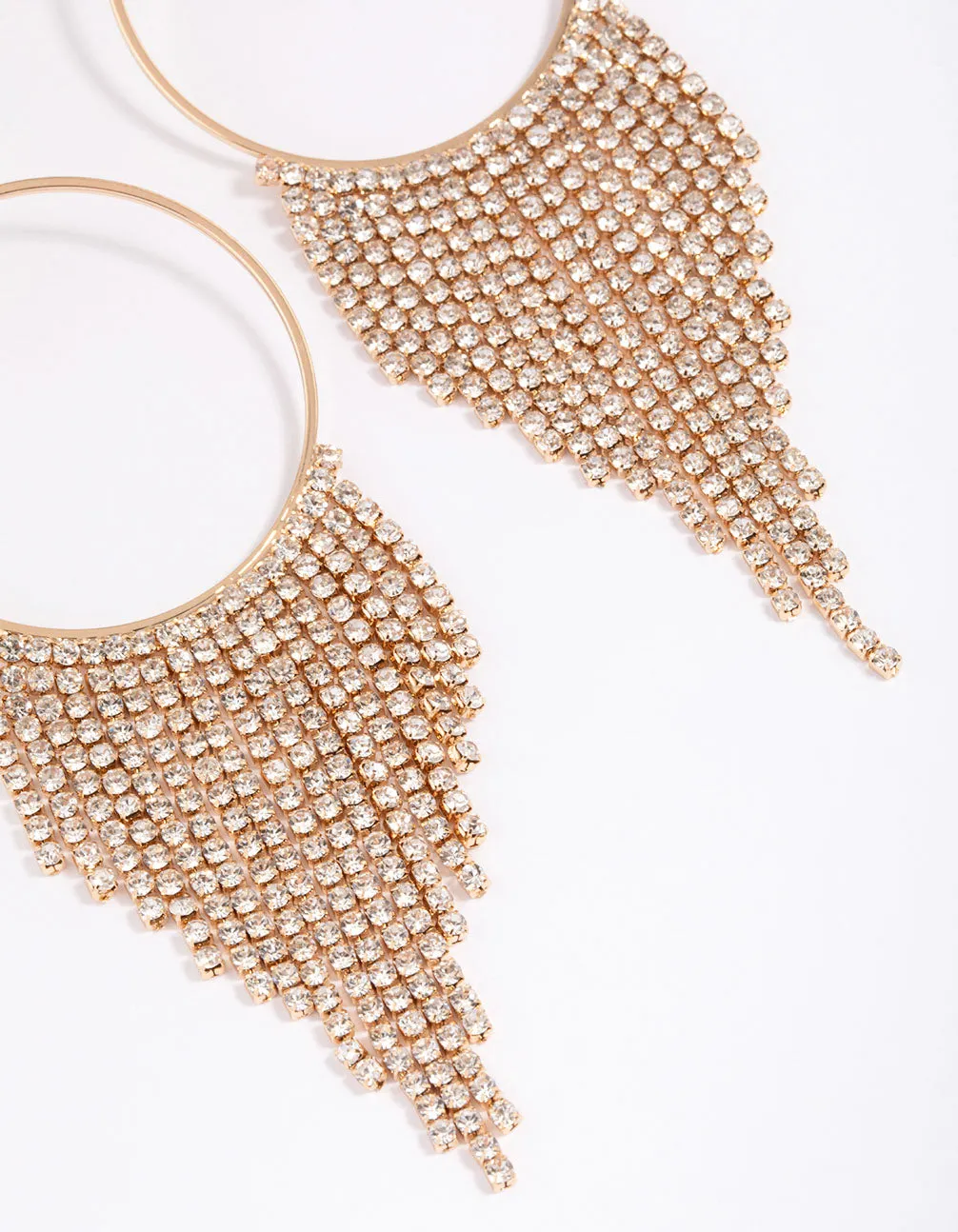 Gold Diamante Drop Cup Chain Earrings