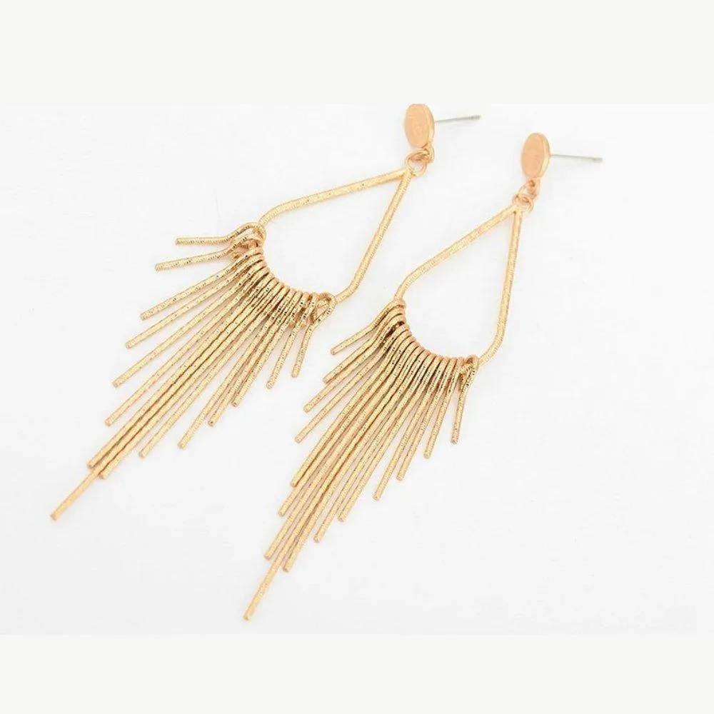 Gold Long Tassel Earrings