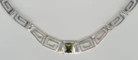 Greek Key Meander Necklace in Sterling Silver with zircon (PE-20)