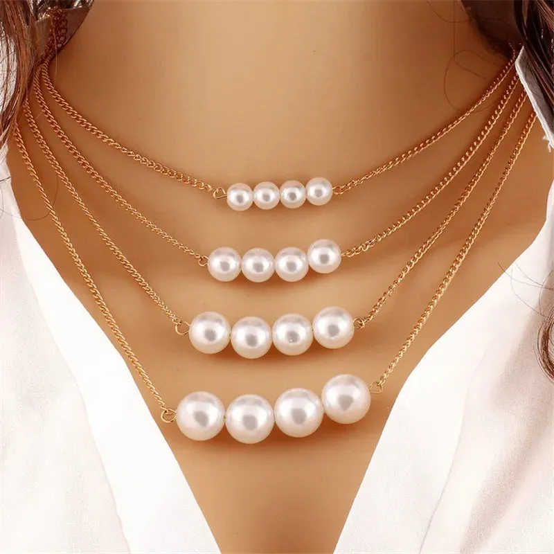 Hot Fashion Punk Imitation Pearl Minimalist Short Clavicle Collar Necklake