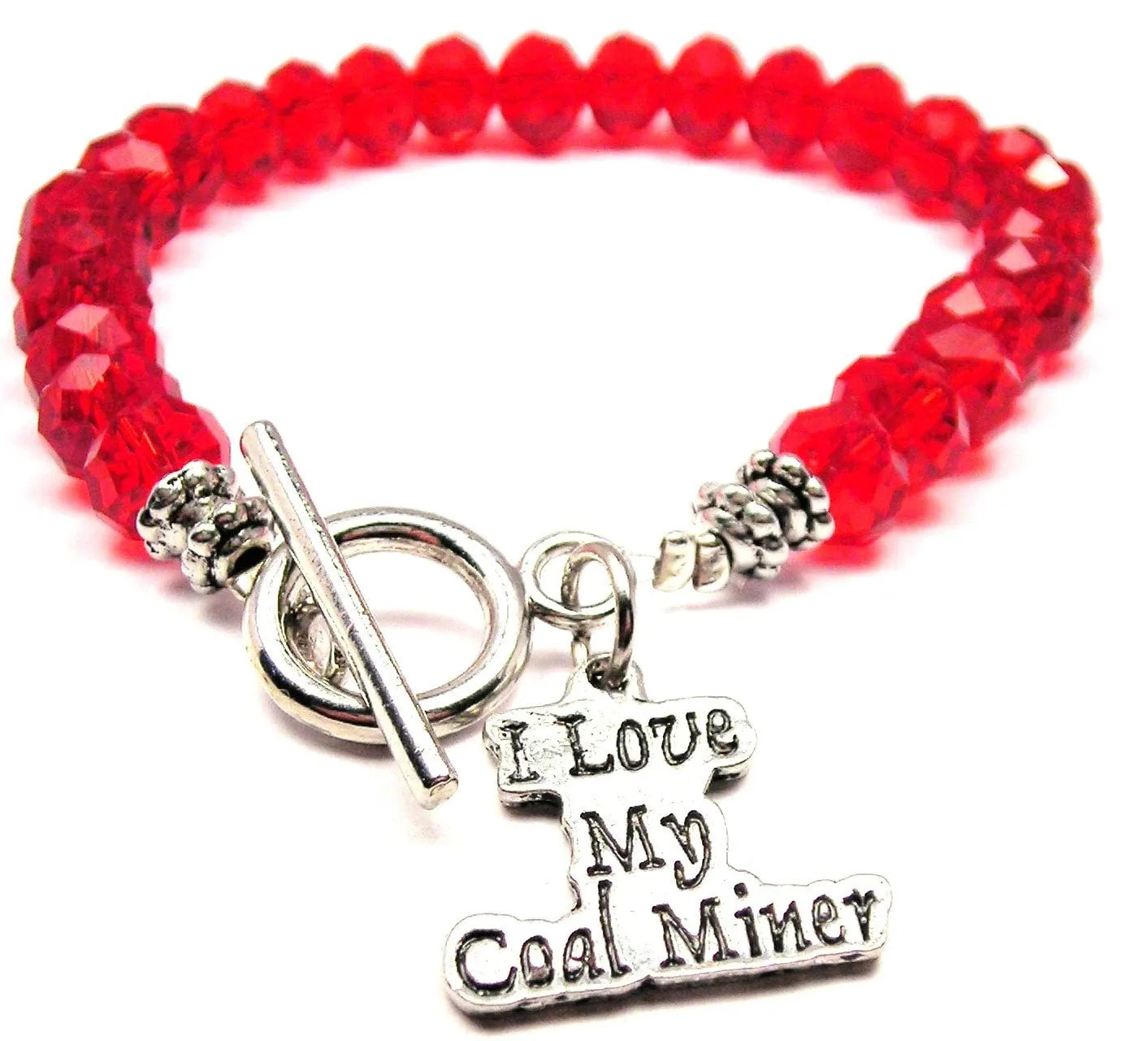 I Love My Coal Miner Crystal Beaded Toggle Style Bracelet