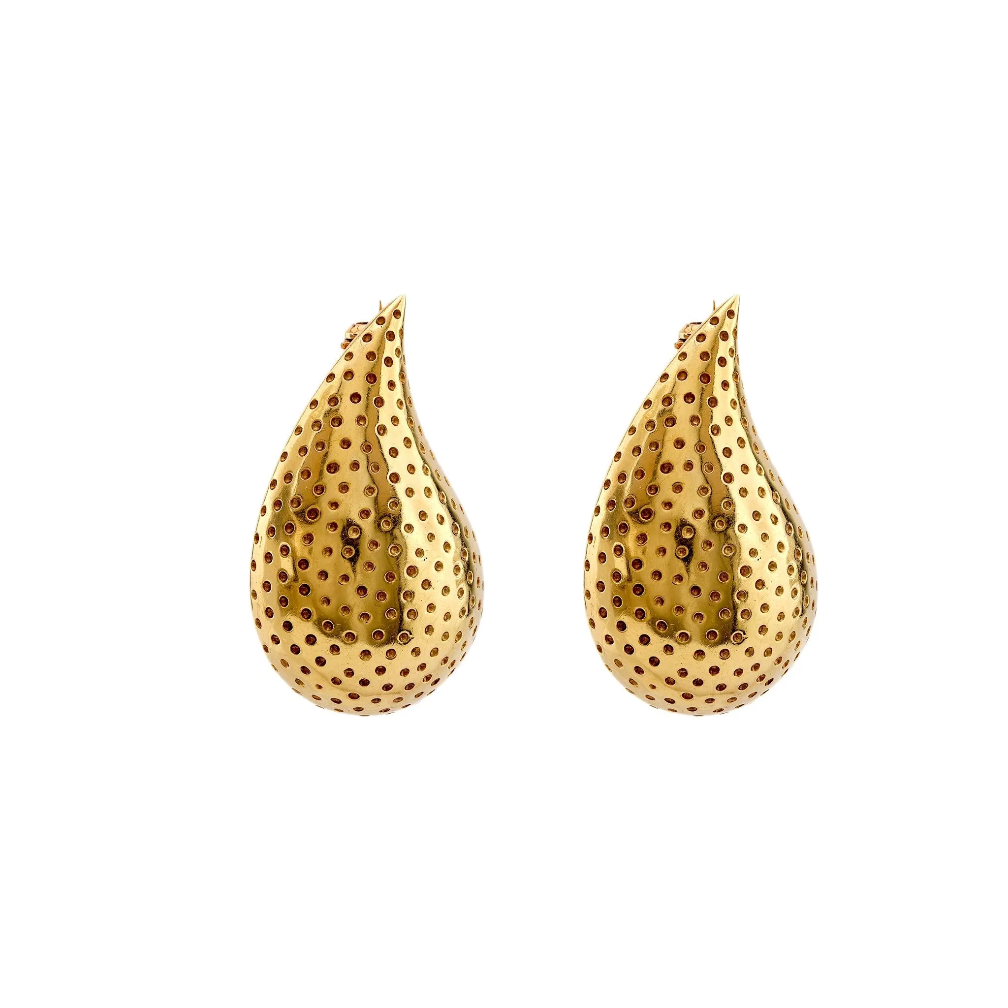 Italian Tiffany & Co 18K Yellow Gold Teardrop Brooches