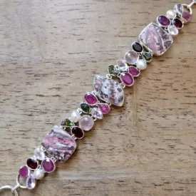 Jasper Multi Stone Sterling Silver Bracelet