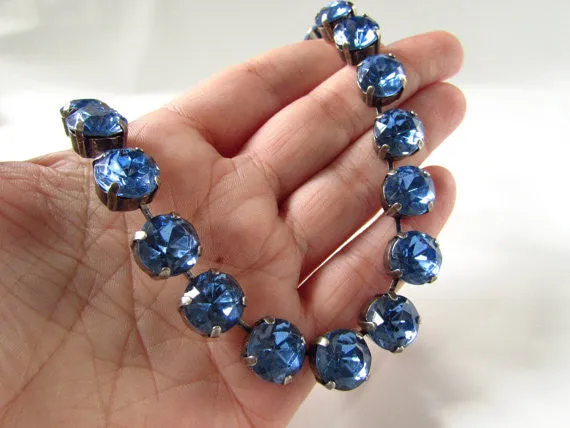 Light Sapphire Blue Riviere Necklace - Small Round