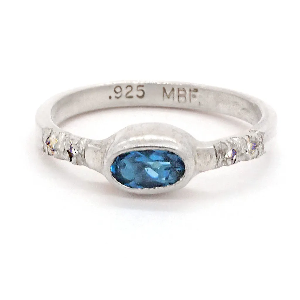 London Blue Topaz & Zircon Ring (size 8)