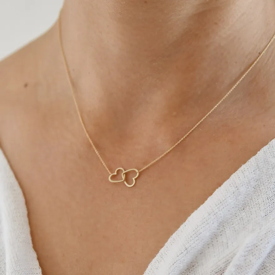 <!--NK1007-->double mini heart necklace