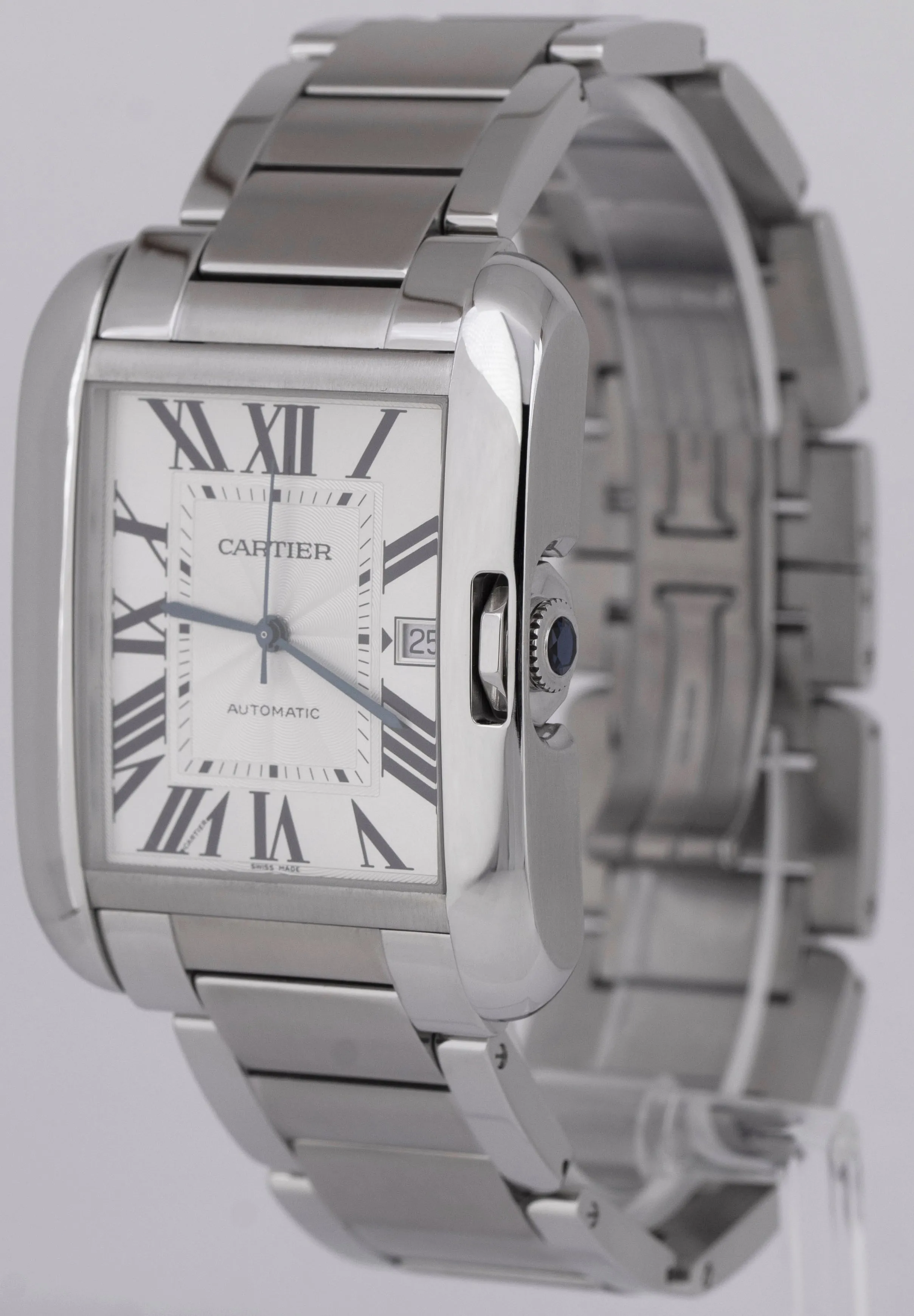 MINT Cartier Tank Anglaise XL Silver Steel 37mm Automatic Watch 3507 W520394