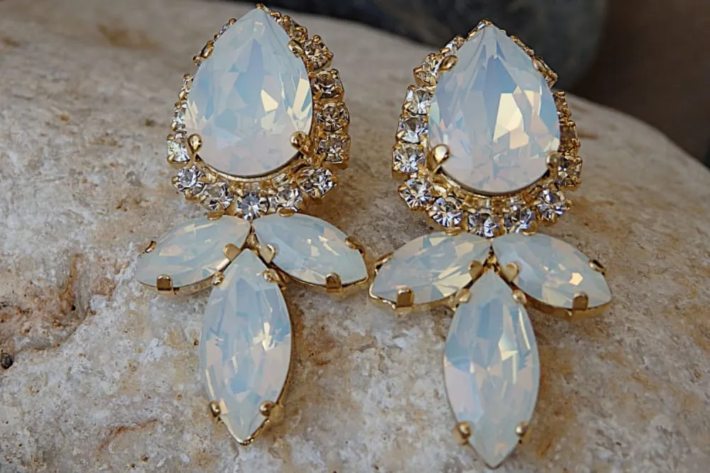 Opal crystal earrings