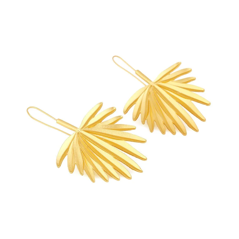 Pre Order:  Retro Matte Gold Metal Leaf Earrings