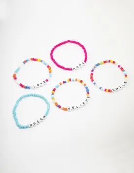 Rainbow Love & Brave Beaded Friendship Bracelet 5-Pack