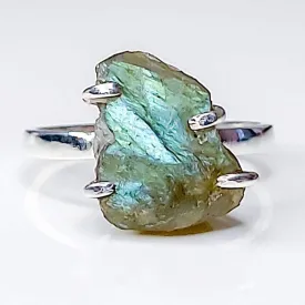 Raw Labradorite Rough Mineral Prong Ring