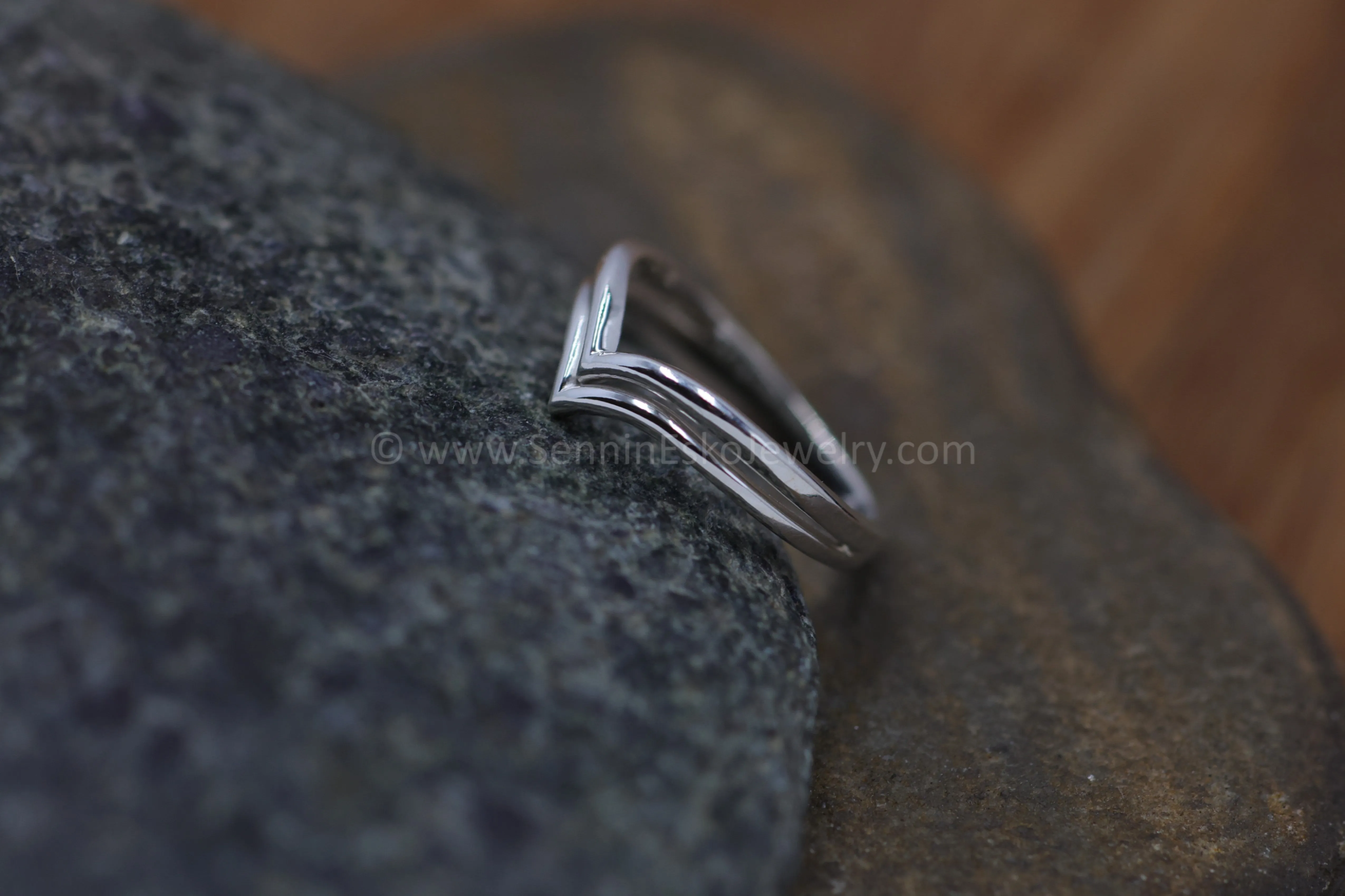 READY TO SHIP Double Chevron Ring, Size 7.5