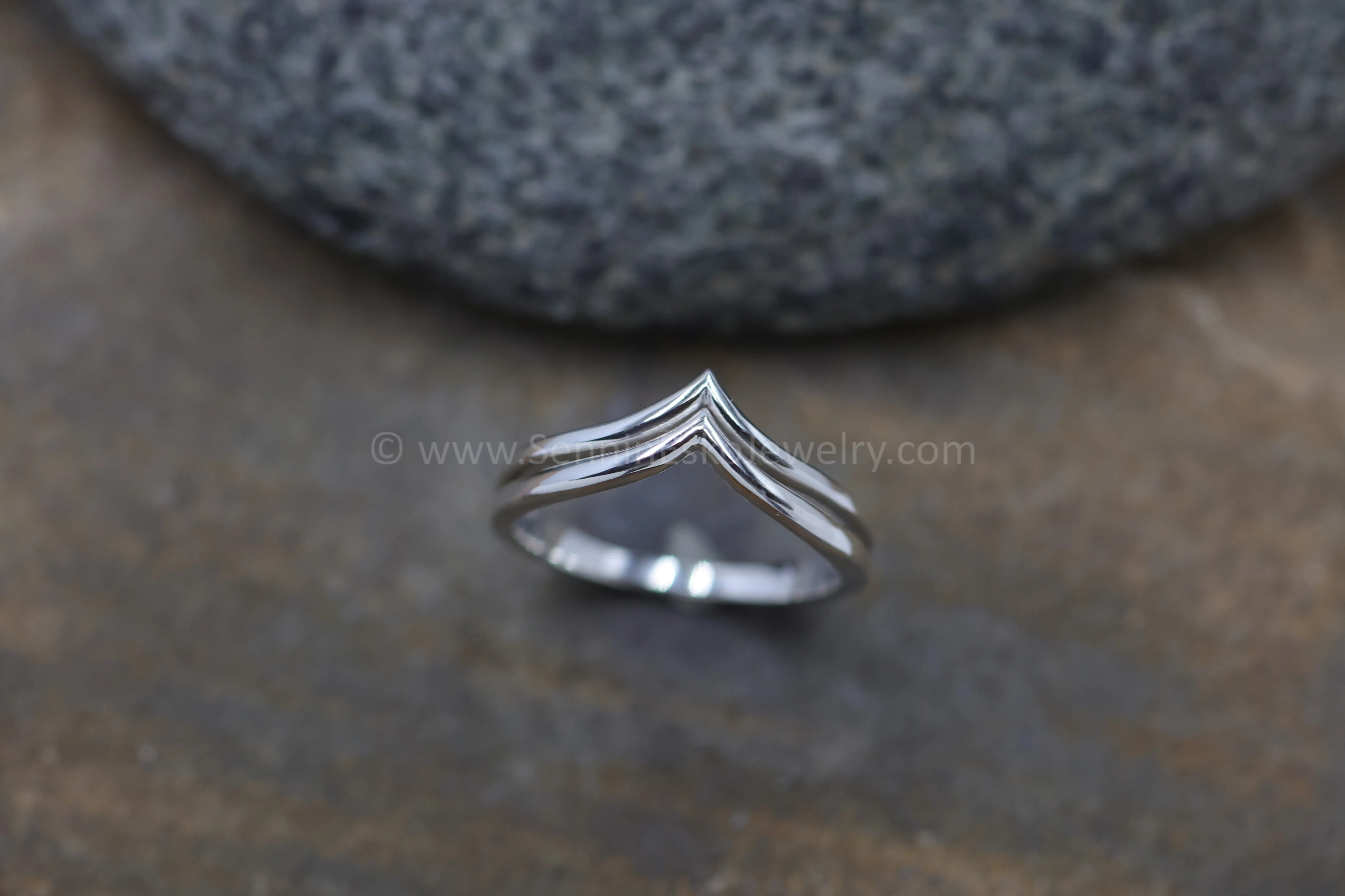 READY TO SHIP Double Chevron Ring, Size 7.5