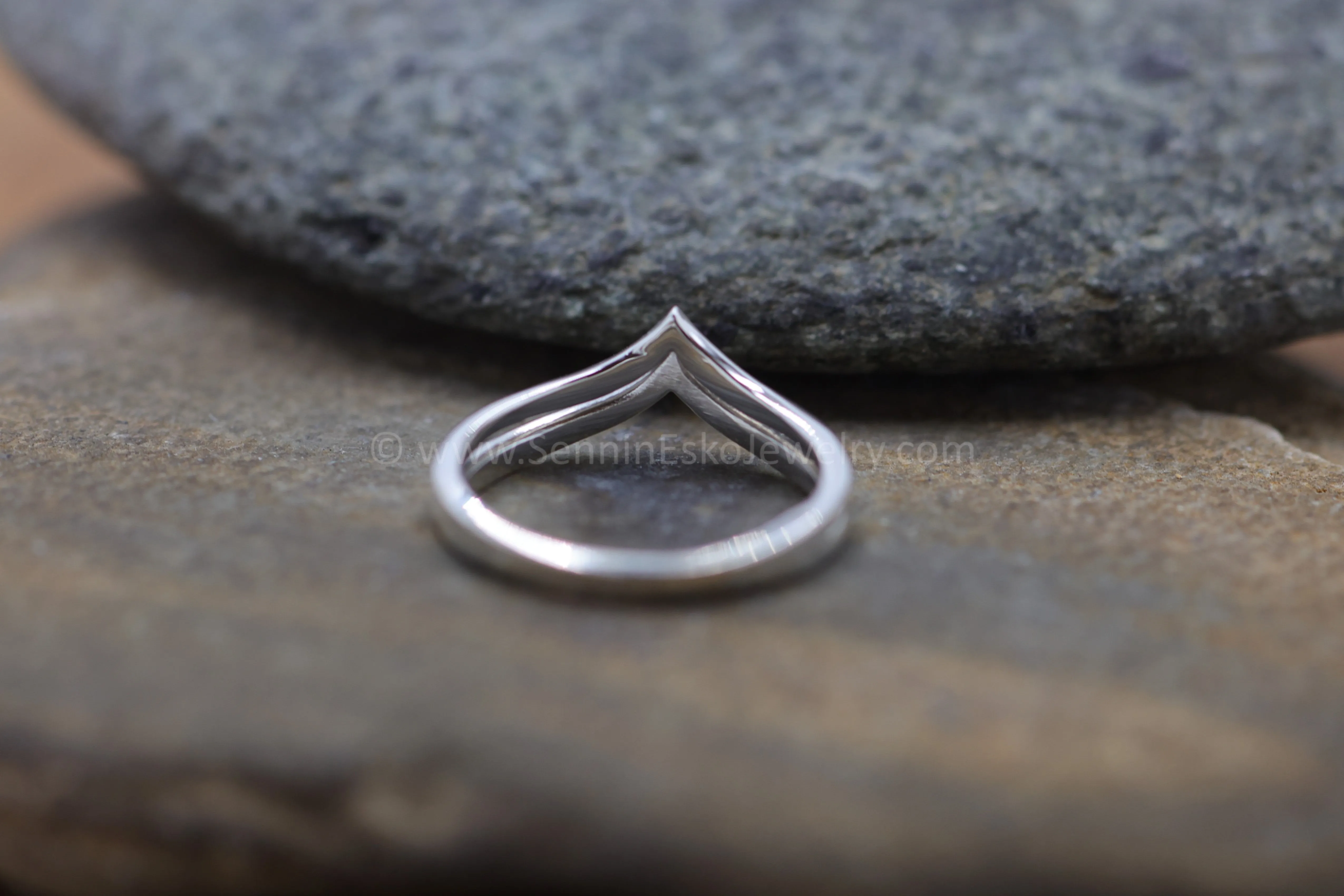 READY TO SHIP Double Chevron Ring, Size 7.5